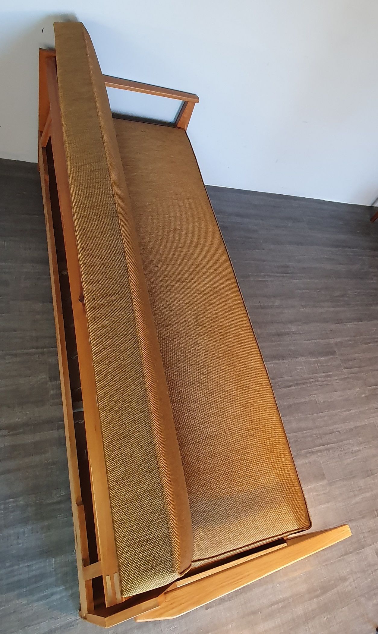 Tamara sofa bed in ash and fabric by F. Aplewicz for Lad, Polish Vintage 1950