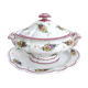 Italian porcelain soup tureen with bird and flower decor