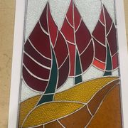 Vitrail décoratif Tulipes – Fleur stylisée en verre coloré, 41 × 68 cm