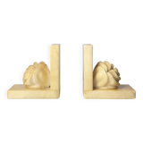 Pair of Neo-Classical Camellia Alabaster Bookends - 1940s
