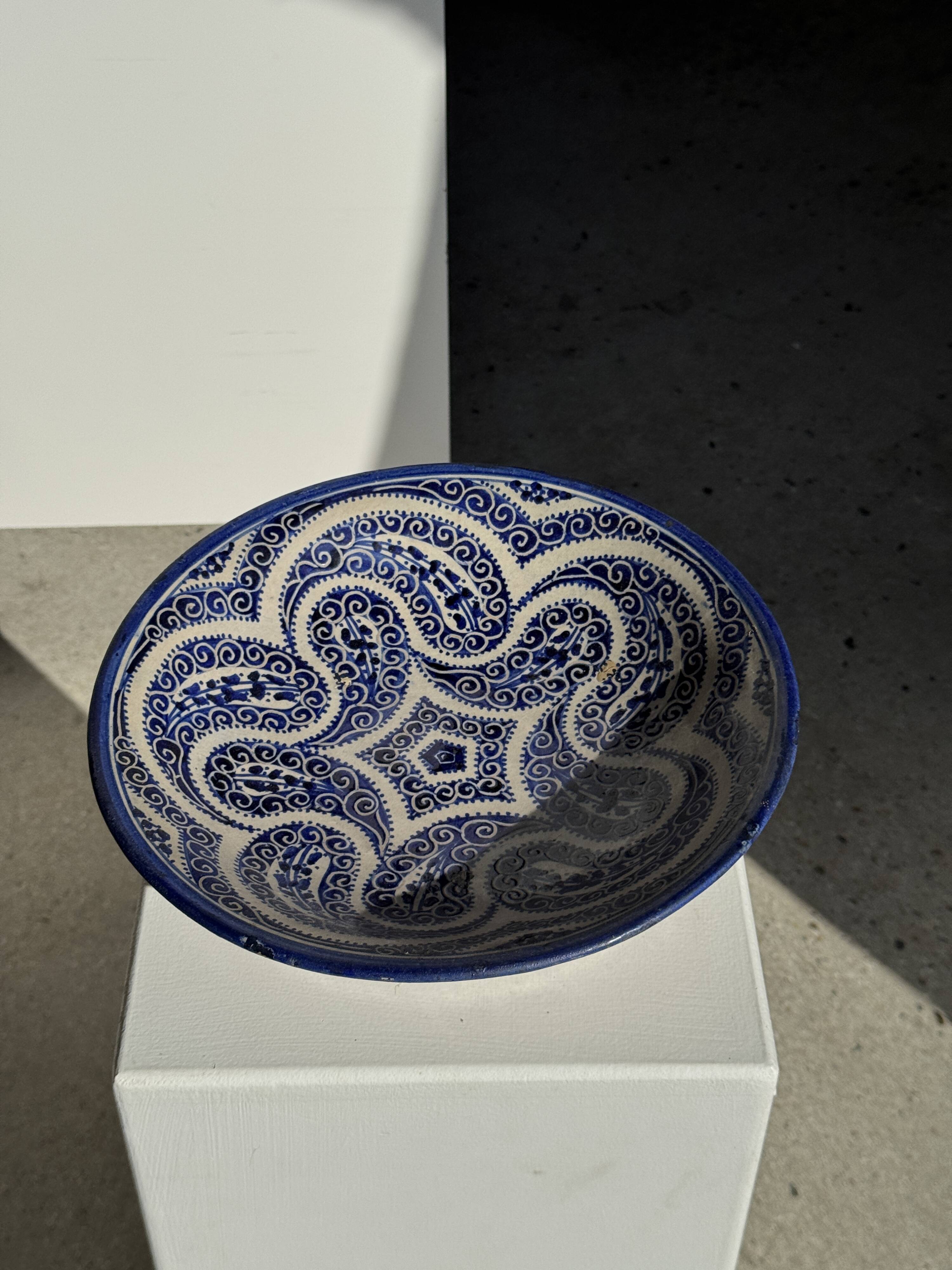 Coupe marocaine en céramique bleu de Fès D28