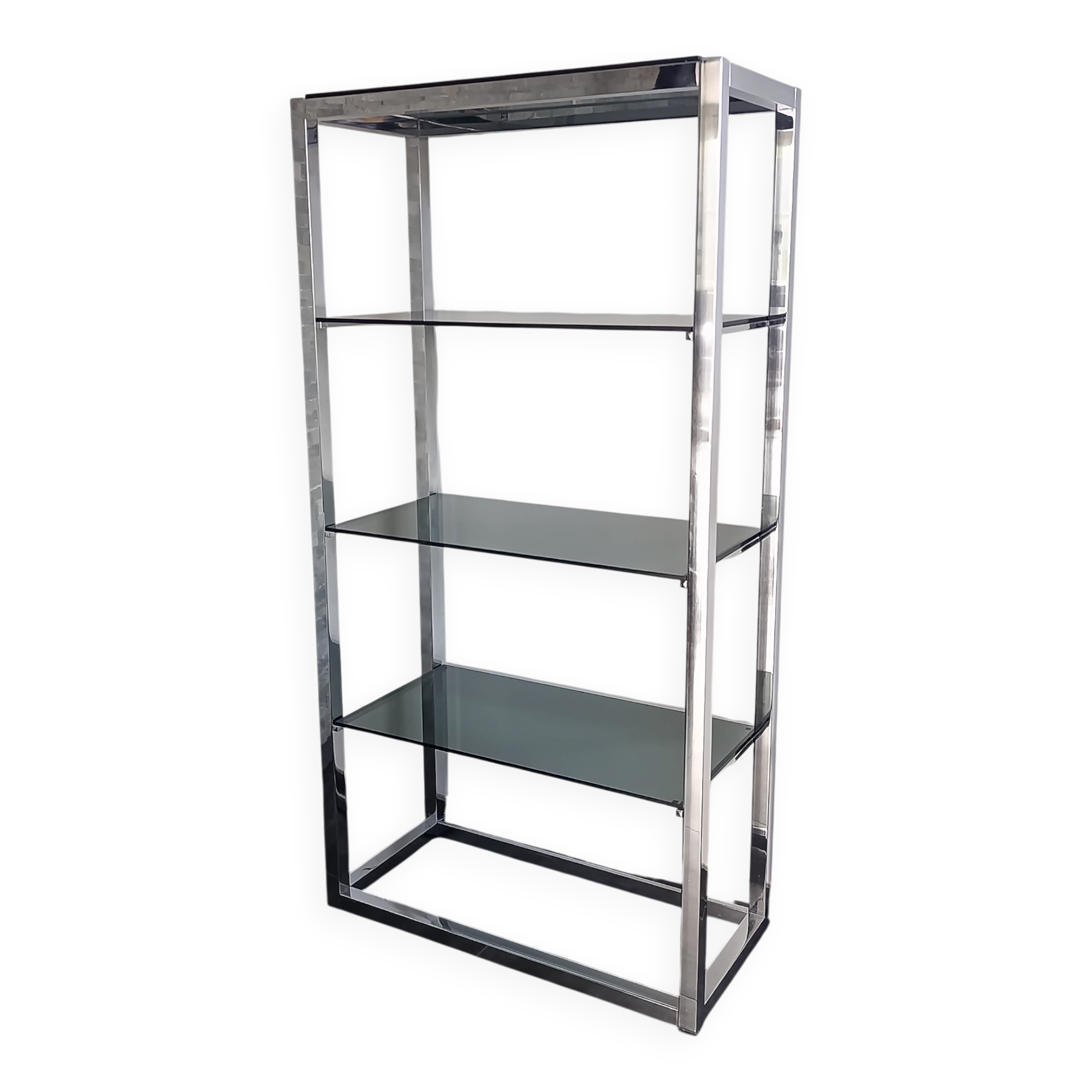 Vintage chrome and glass shelf