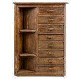 Wooden corner cabinet with 8 drawers