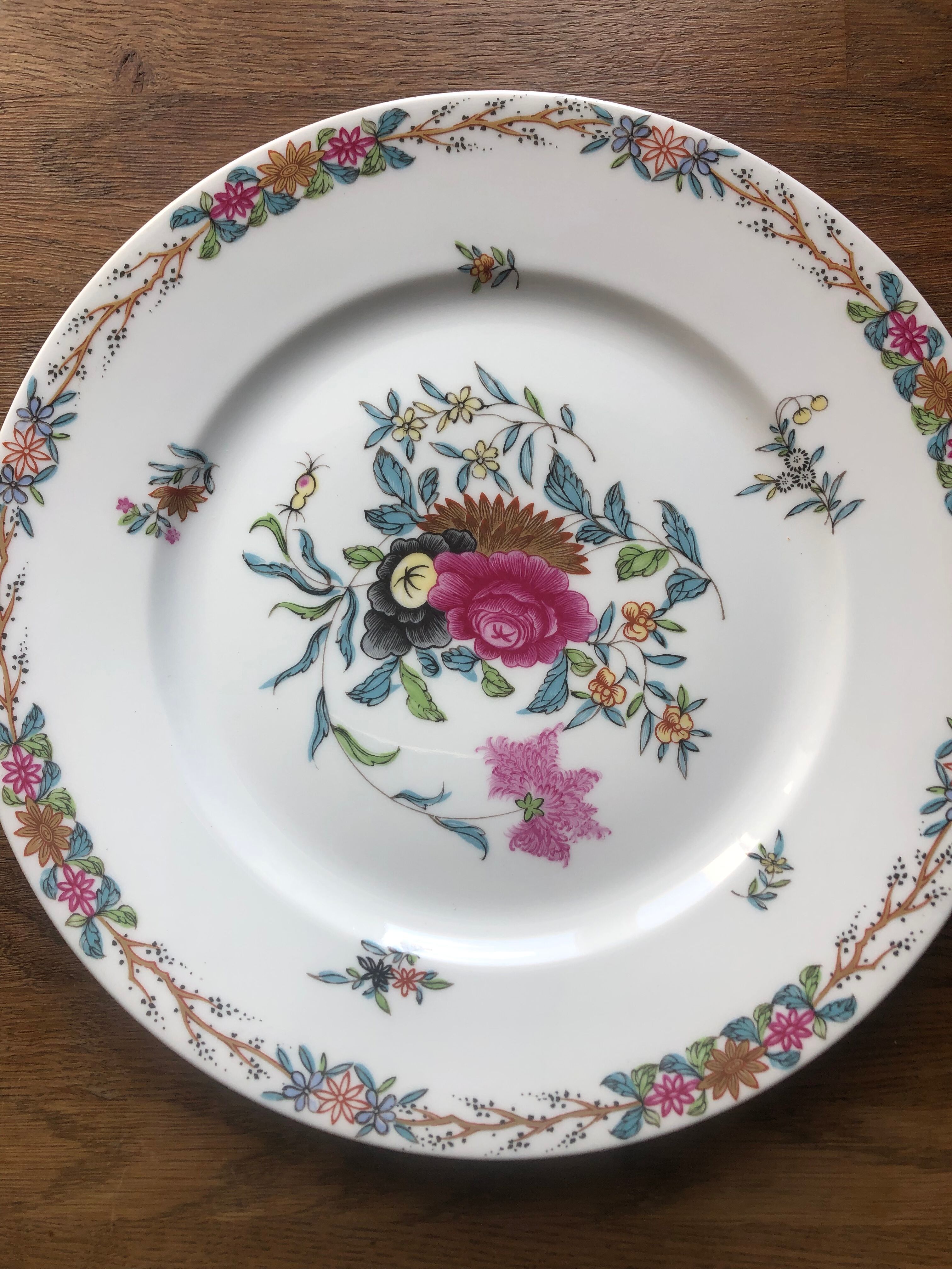 Set of 12 Haviland Limoges porcelain plates, Pondicherry collection