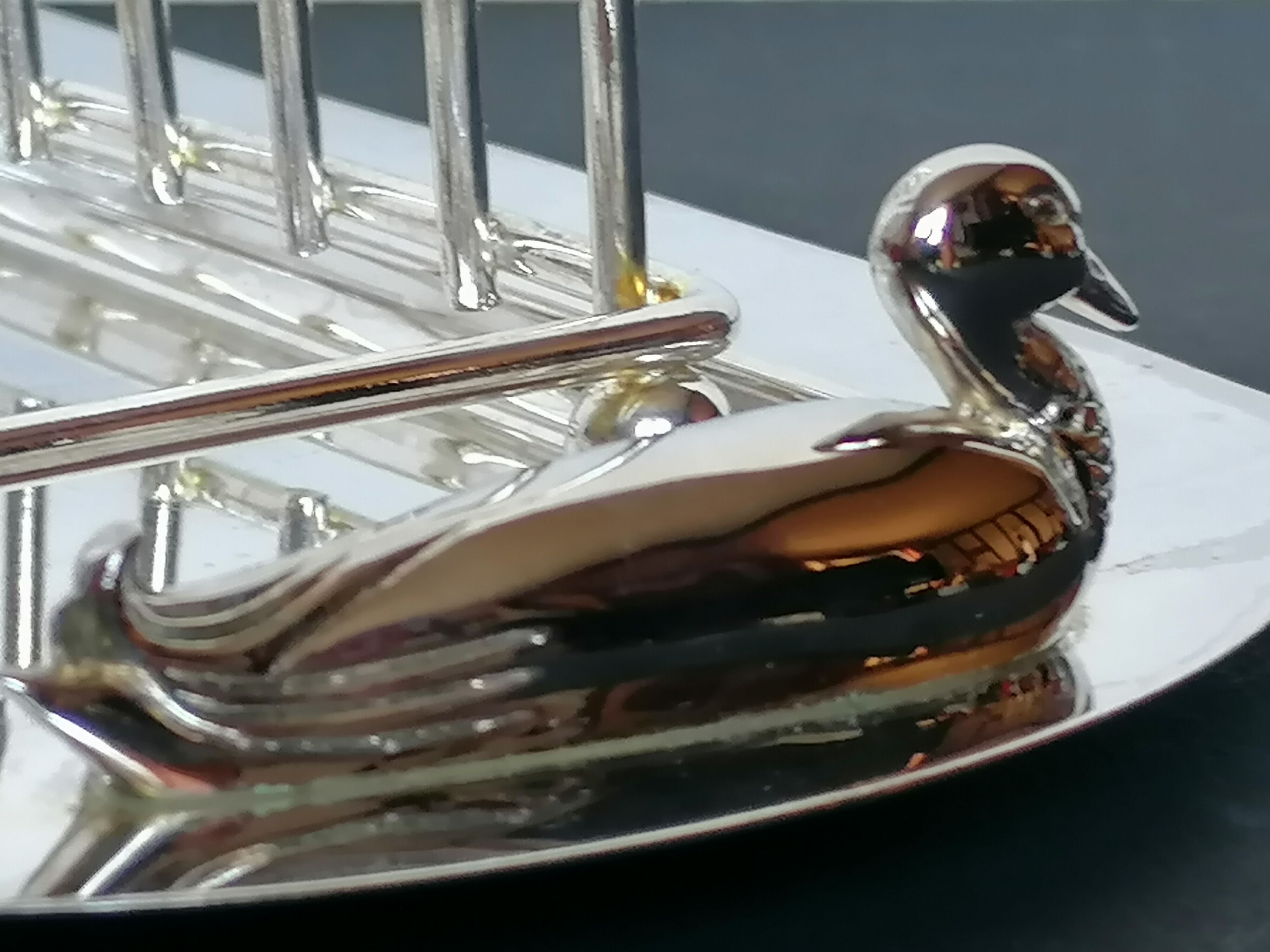 Foie gras serving tray and silver metal toast display