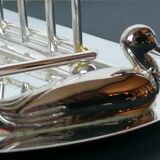 Foie gras serving tray and silver metal toast display