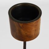 Modern Chandelier by Carl Aubock in Walnut and Leather, Austria, 1950s