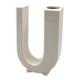 Space age U letter shaped solifleur vase, Marcel Radureau France 1970