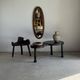 Vintage oval mirror in oak with bevelled glass H120 W43 D2