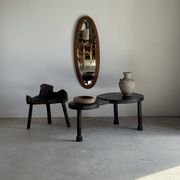 Miroir ovale vintage en chêne à glace biseautée H120 l43 P2