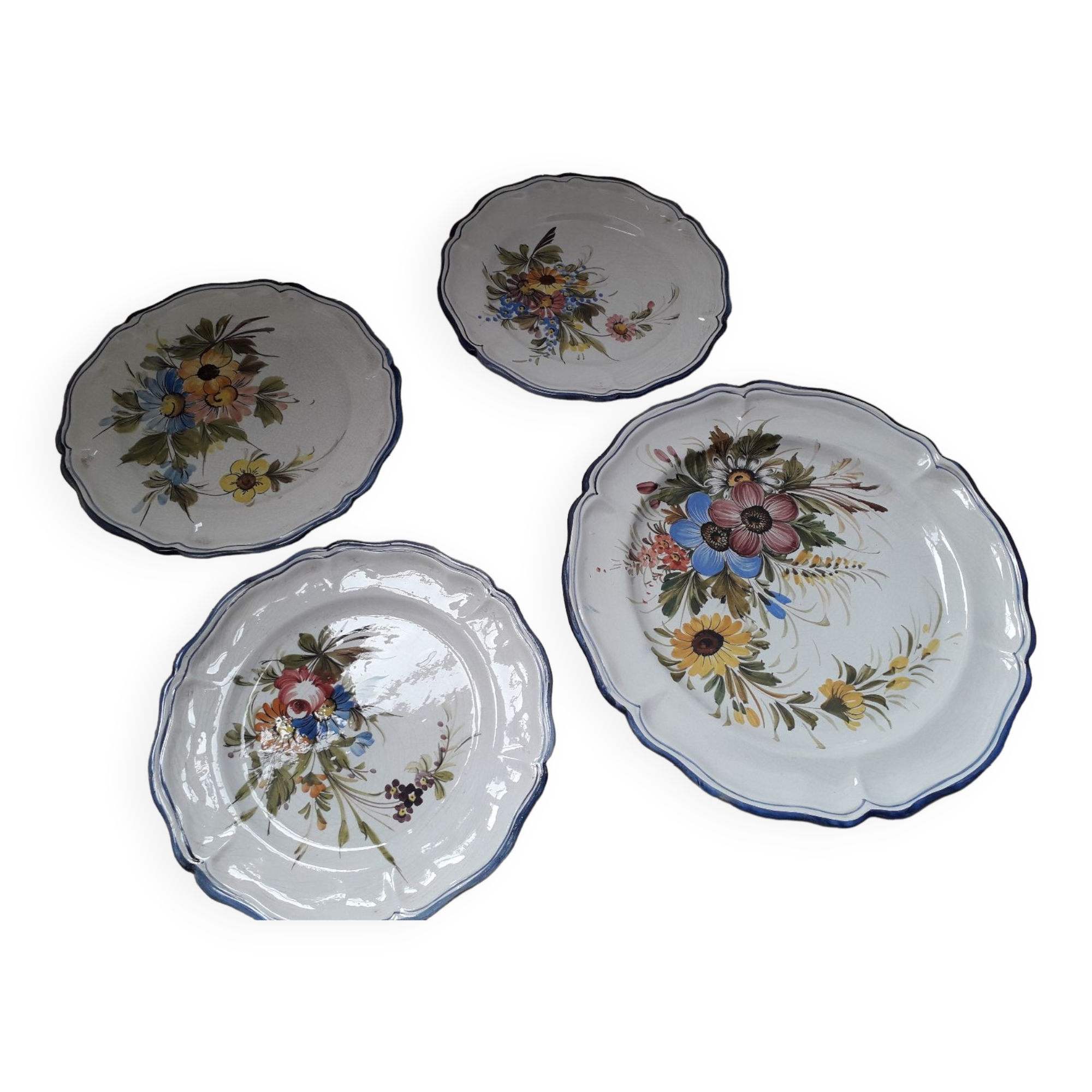 Old earthenware wall plates Bassano Italy floral decor