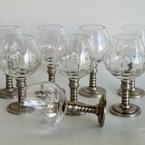 Series of eight crystal wine glasses with tin foot 95° 350 ml