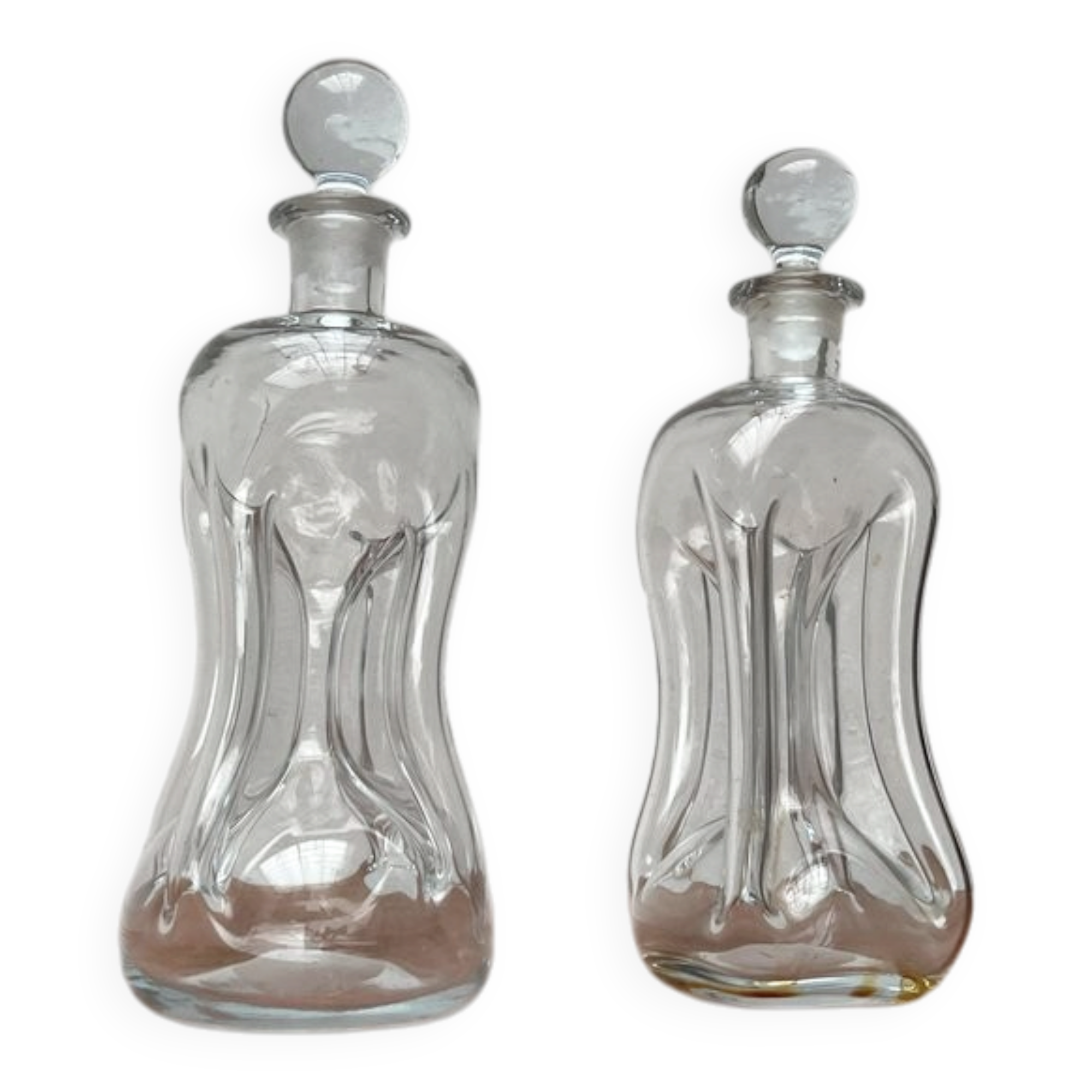 Danish Vintage Kluk Kluk Glass Bottles from Holmegaard, 1970s, Set of 2