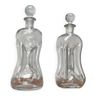 Danish Vintage Kluk Kluk Glass Bottles from Holmegaard, 1970s, Set of 2