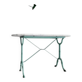 White marble bistro table with oval top