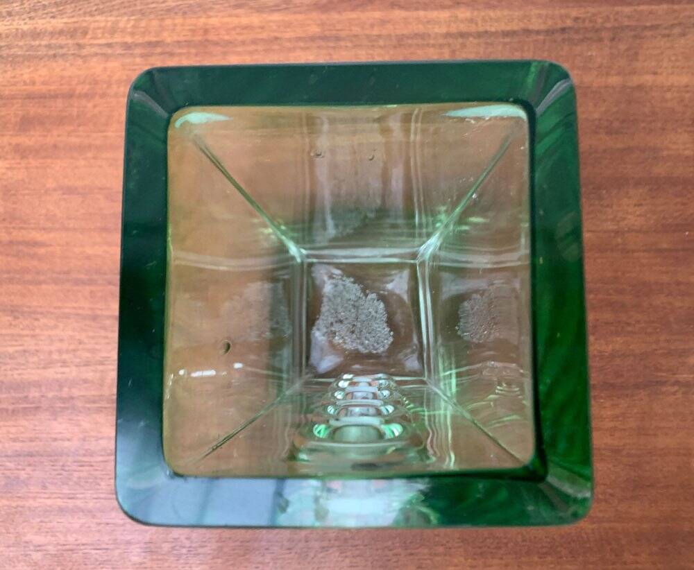 Brutalist glass block vase from the mid-century space age, 1960s