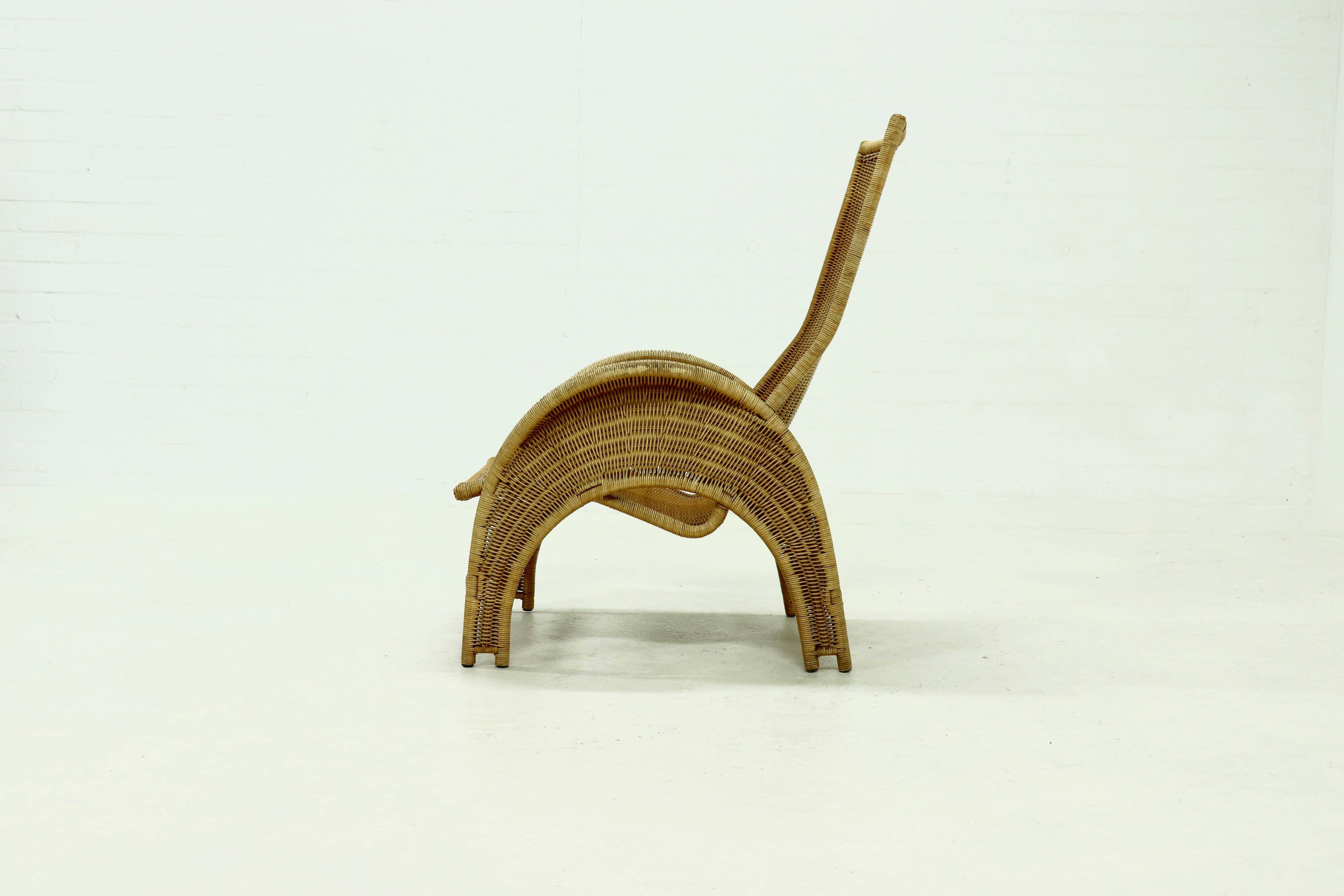 Mid Century Rattan Lounge Chair 1970s