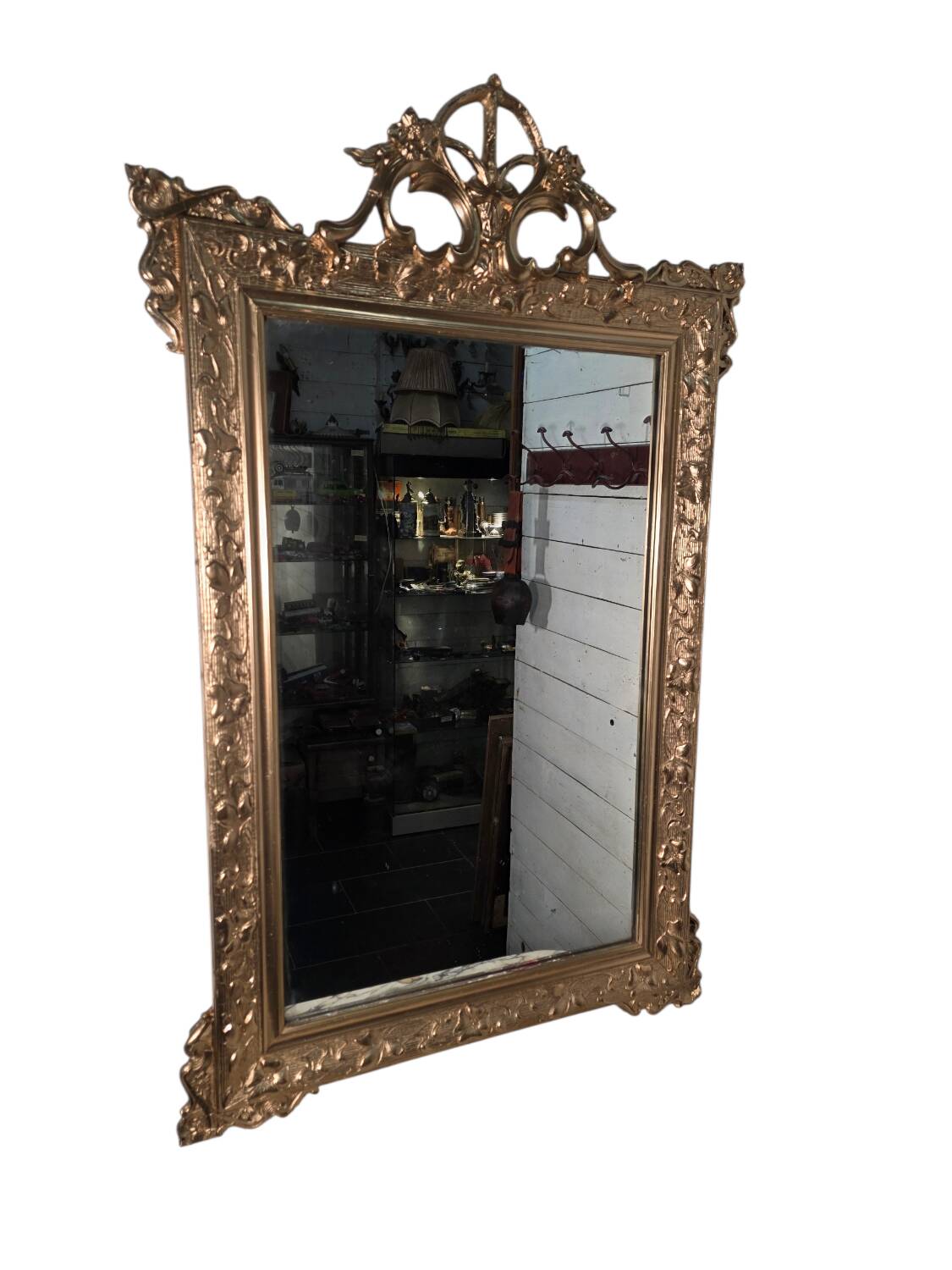 Antique Art Nouveau gilded mirror, 138cm