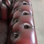 English cowhide Chesterfield club armchair in a beautiful red colour