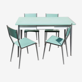 Set Table and Chairs Formica Water Green