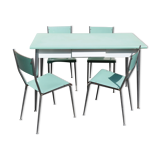 Set Table and Chairs Formica Water Green