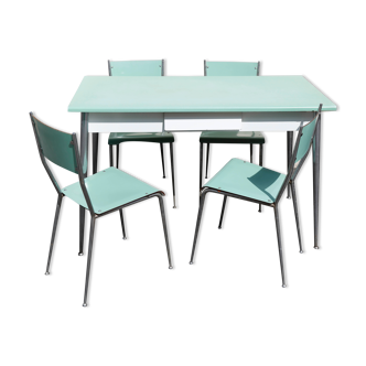 Set Table and Chairs Formica Water Green