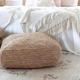 Pouf square floor cushion in natural bohemian jute raffia