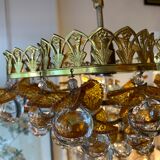 Murano ceiling light yellow flowers and glass balls 1970