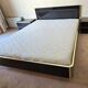 Black lacquered double bed with brass, Maison Roméo Paris, 1970s