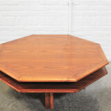 Hexagonal wooden coffee table with plateau
