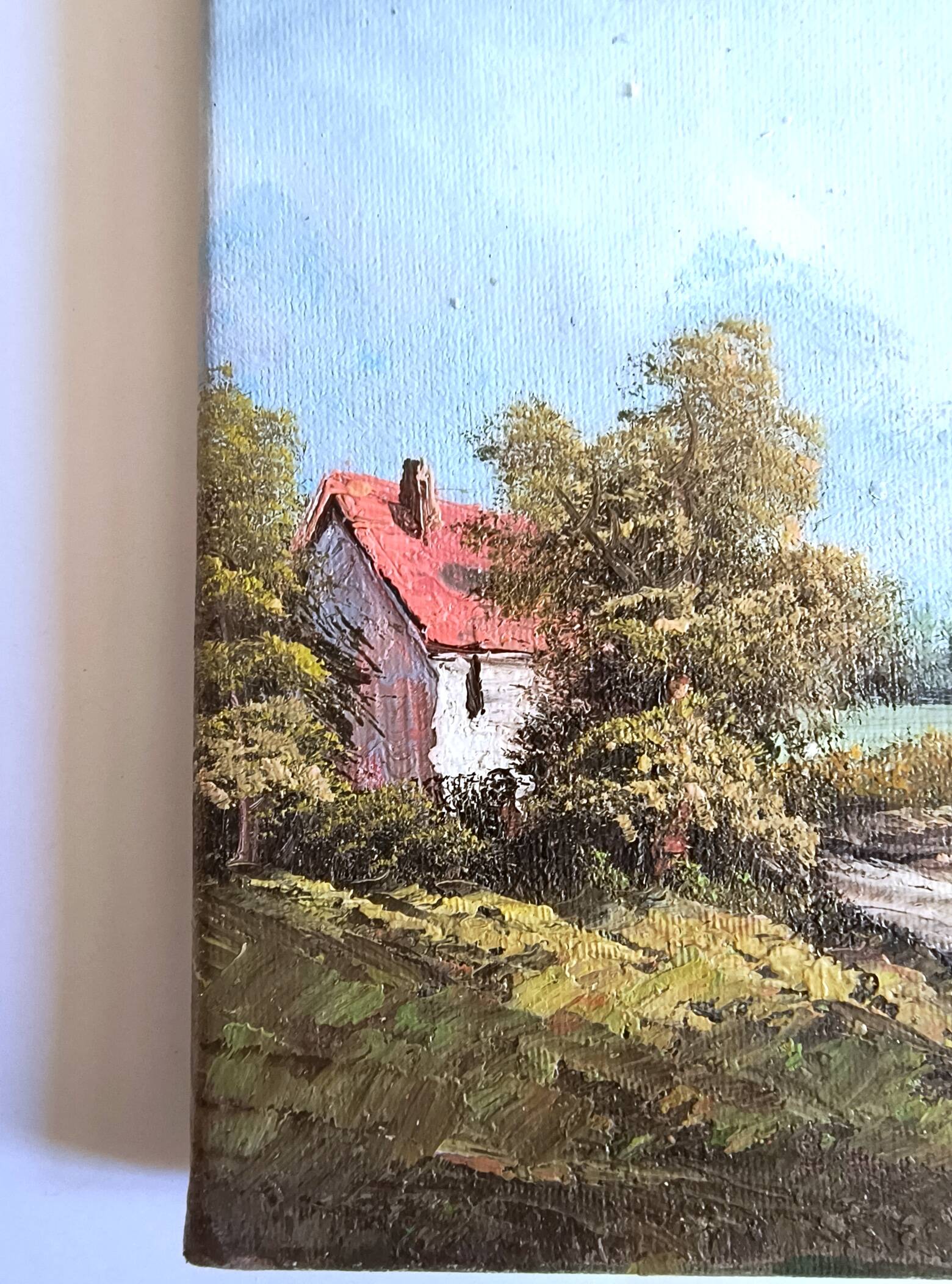 Antique oil painting. Country house - signed G. Monroe