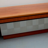 1970s space age coffeetable in walnut and metal