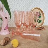 Set of 7 vintage rosaline champagne flutes