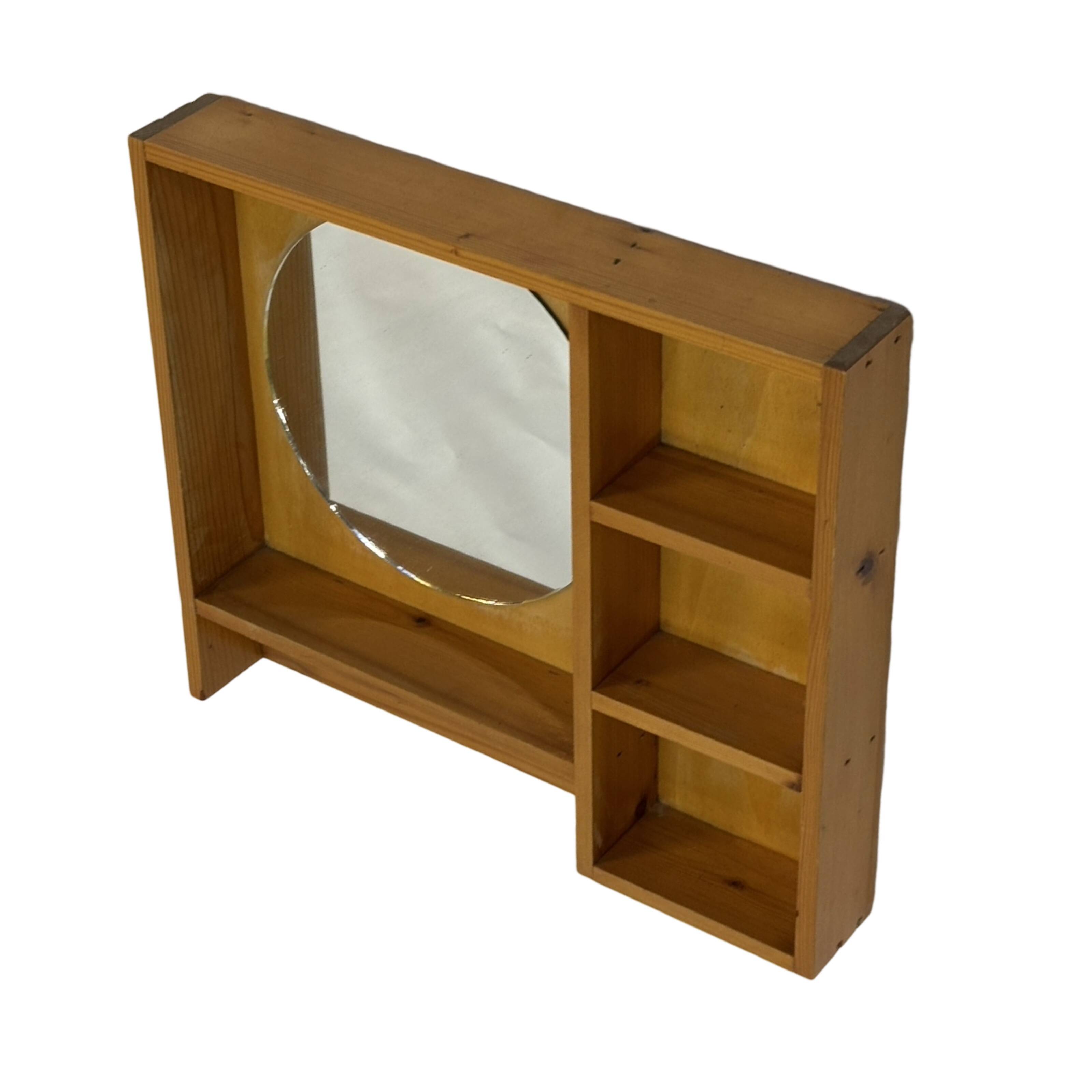 Porte-manteau console miroir en pin vintage au design minimaliste