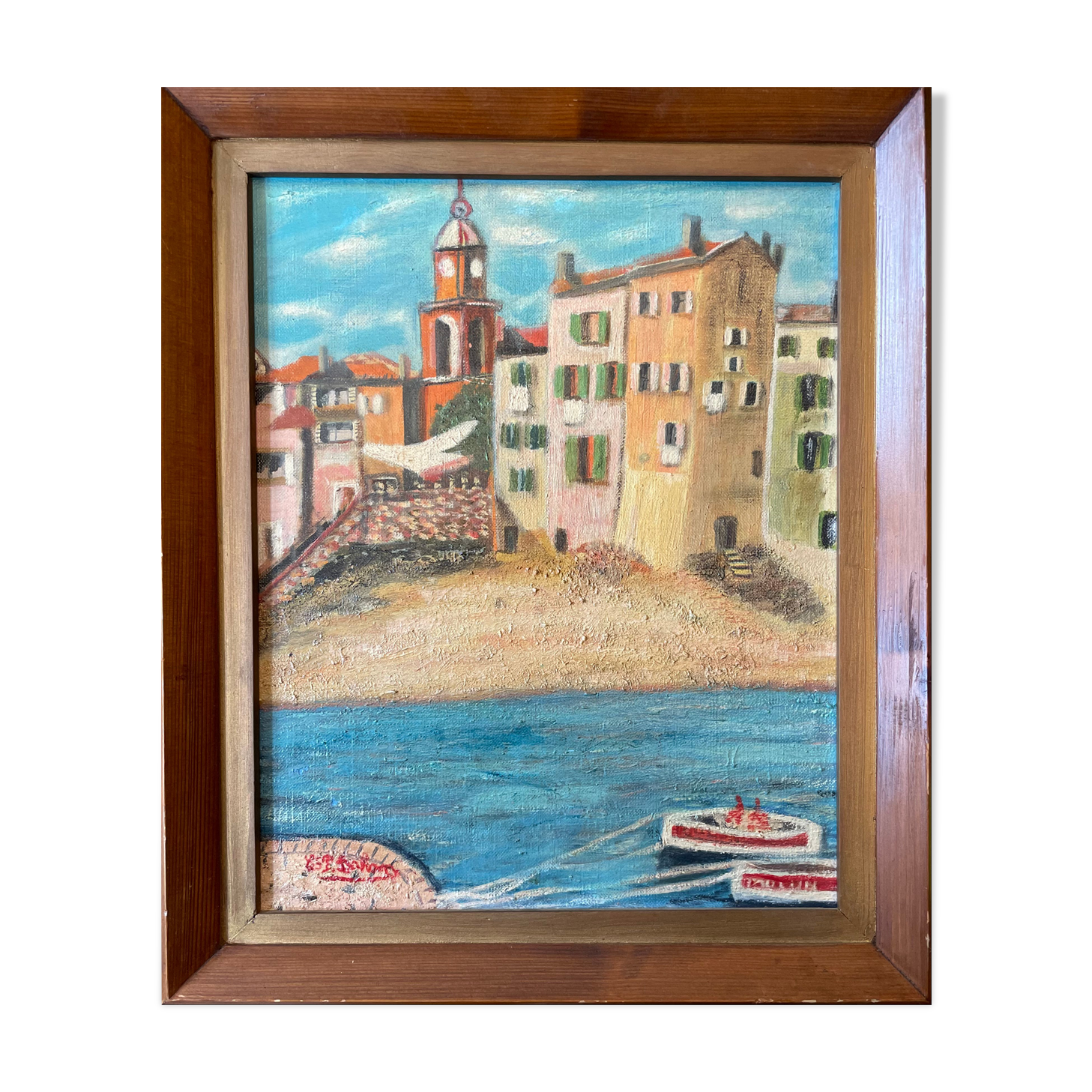 Modern painting Saint Tropez, the Ponche XXth