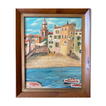 Modern painting Saint Tropez, the Ponche XXth