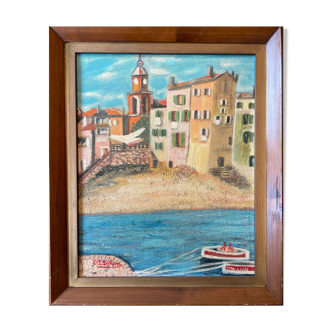 Modern painting Saint Tropez, the Ponche XXth