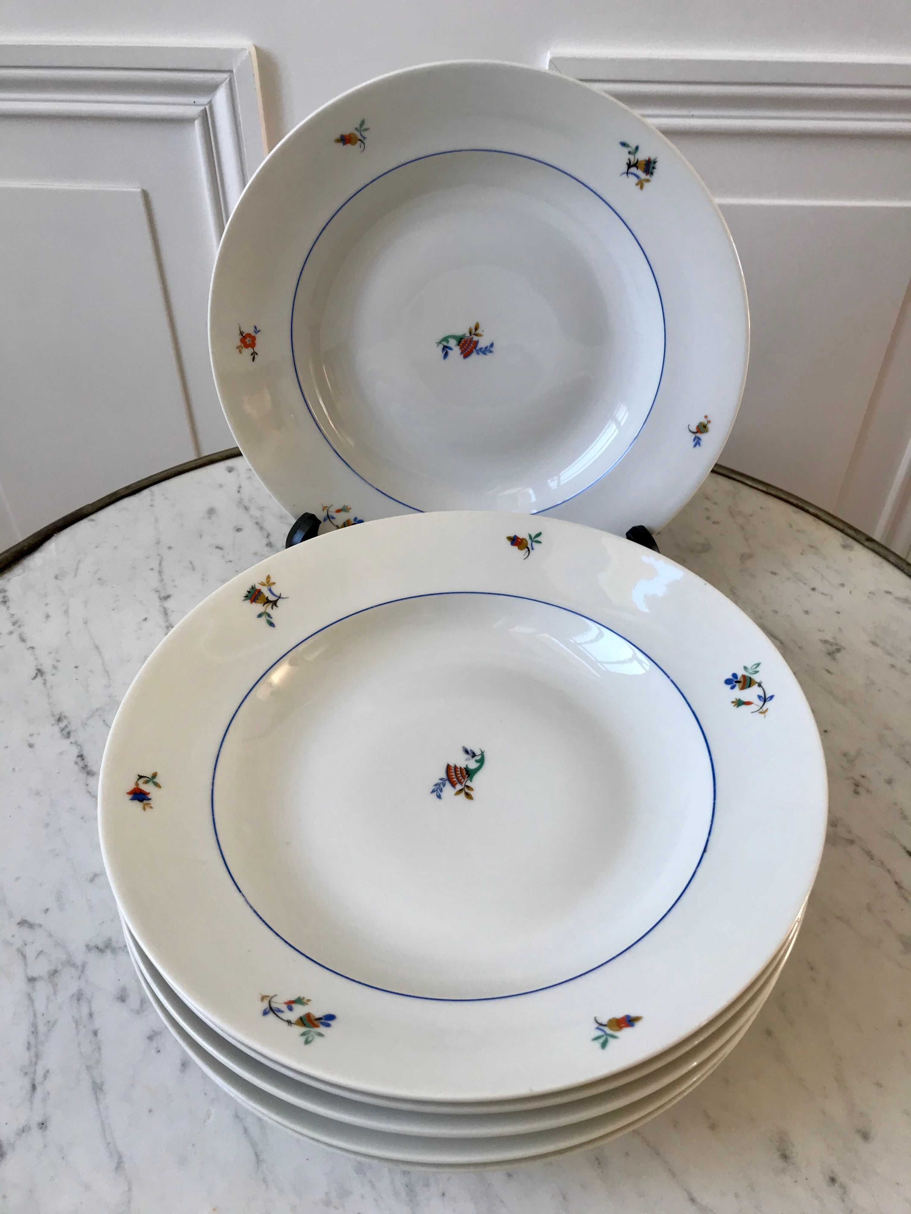 Set of 6 hollow plates Made in France registered model "Czechs" years 50-60