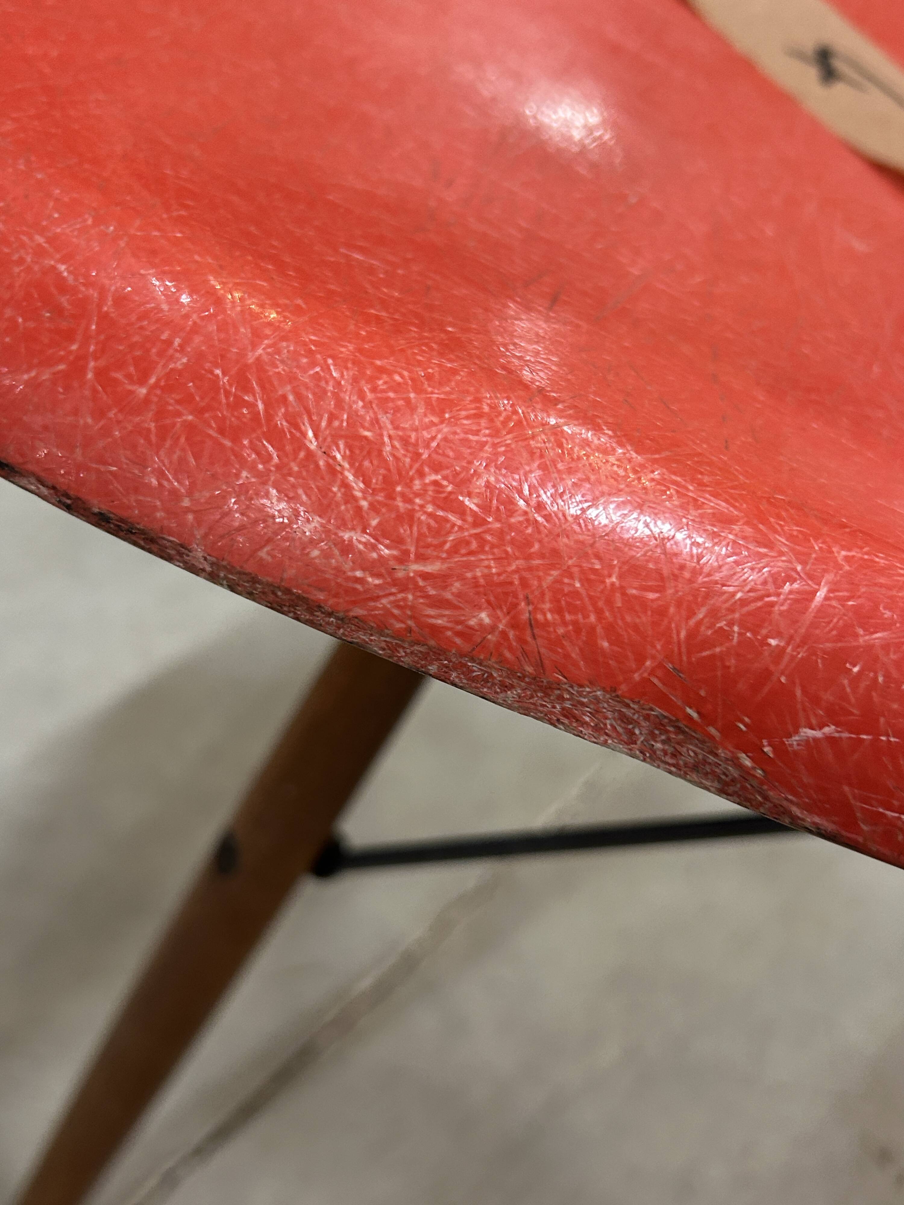 Set of 6 vintage red DSW chairs by Charles and Ray Eames