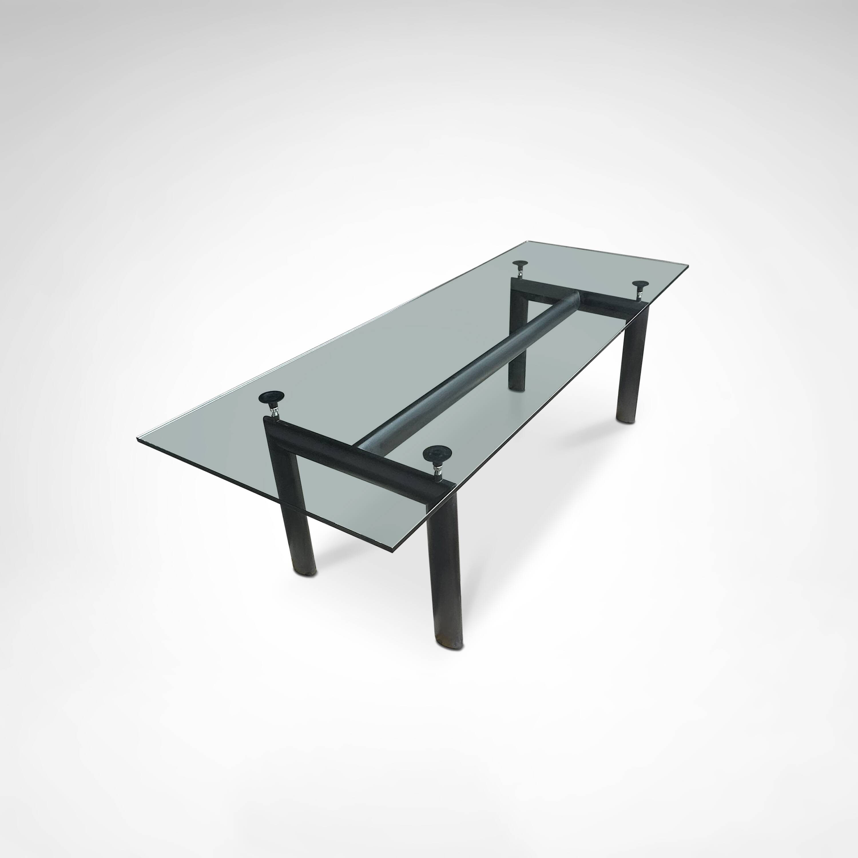 LC6 glass and metal dining table by Le Corbusier et al. for Cassina 1990s