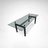 LC6 glass and metal dining table by Le Corbusier et al. for Cassina 1990s