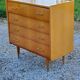 Vintage chest of drawers from the 60s in blond oak 4 drawers conical feet