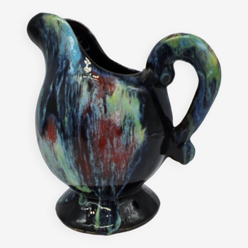 old multicolored pitcher Vintage Vallauris ceramics