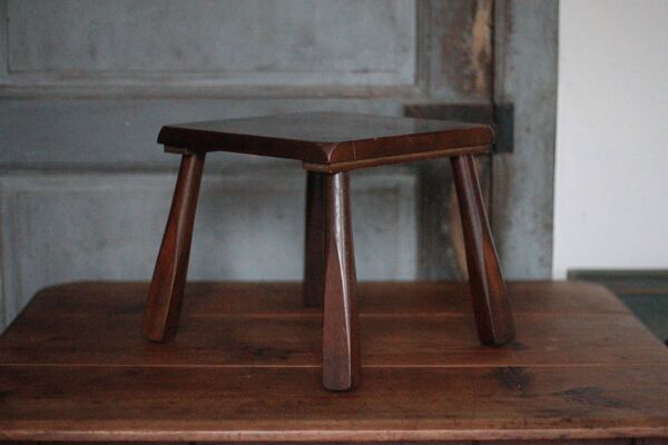 Tabouret bois brutaliste , tabouret d'appoint vintage, porte-plante