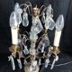 Golden brass girandole - 4 arms of lights - stamps and fleurettes in cut crystal