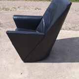 Vintage chair black leather Armilla Arflex Burkhard Voghterr