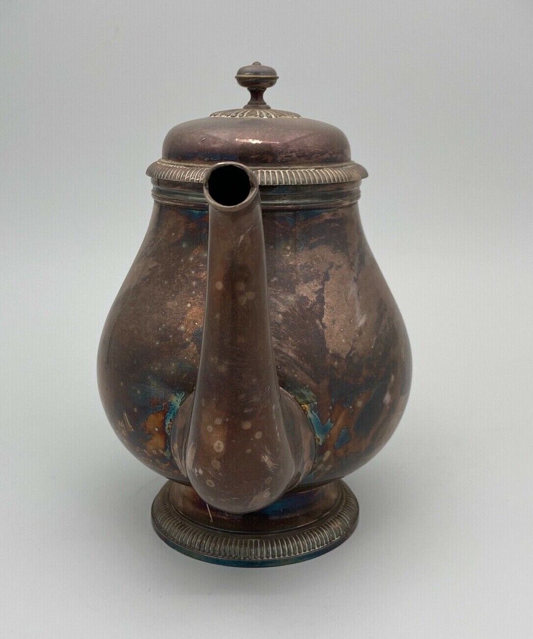 Theiere ou verseuse gallia christofle en metal argente prise bois france
