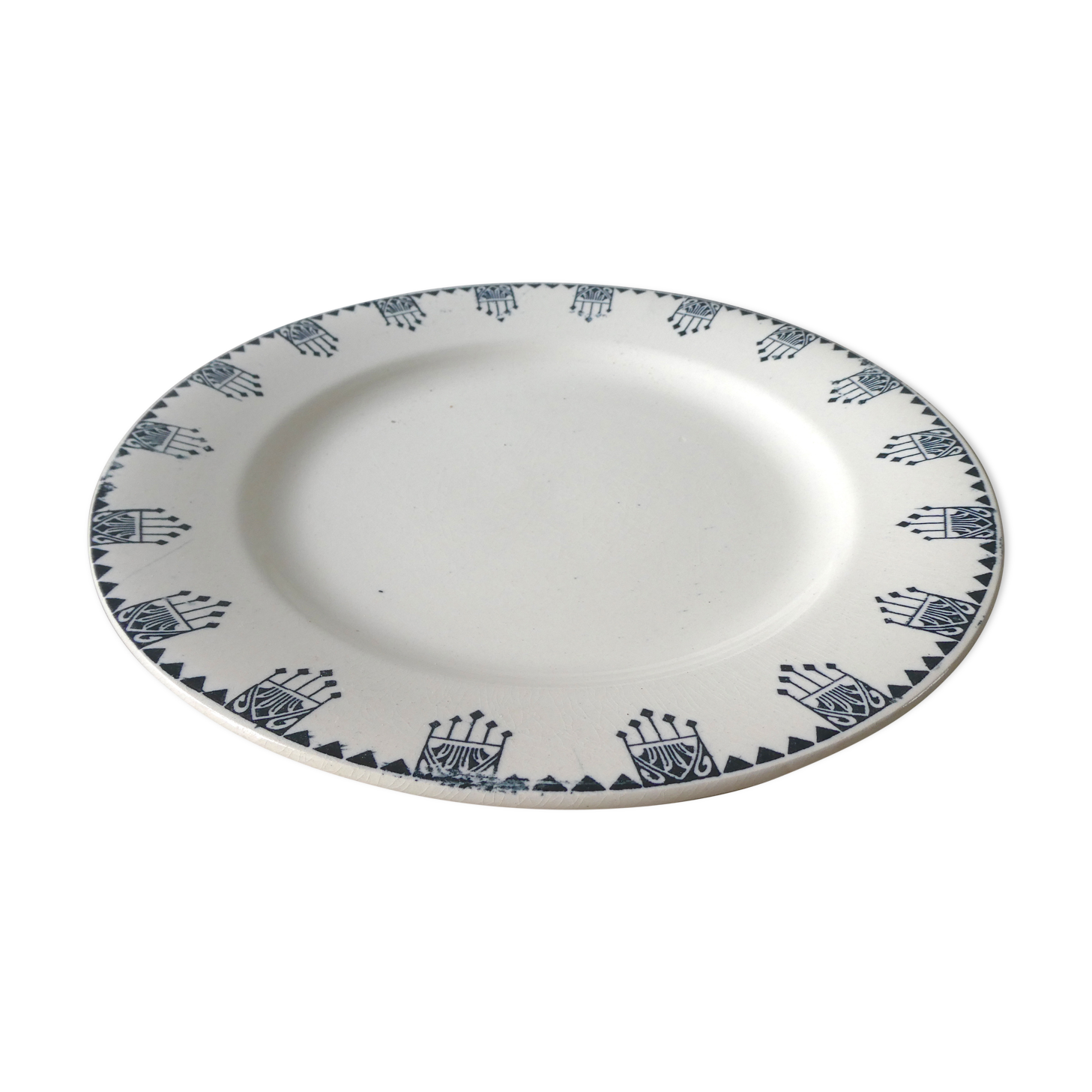 Plat Terre de Fer modèle Rotterdam, décor bleu
