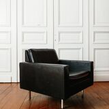 Black faux leather armchair, 1960