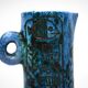 Small jug by Jacques Blin in blue ceramic with engraved animal decoration.